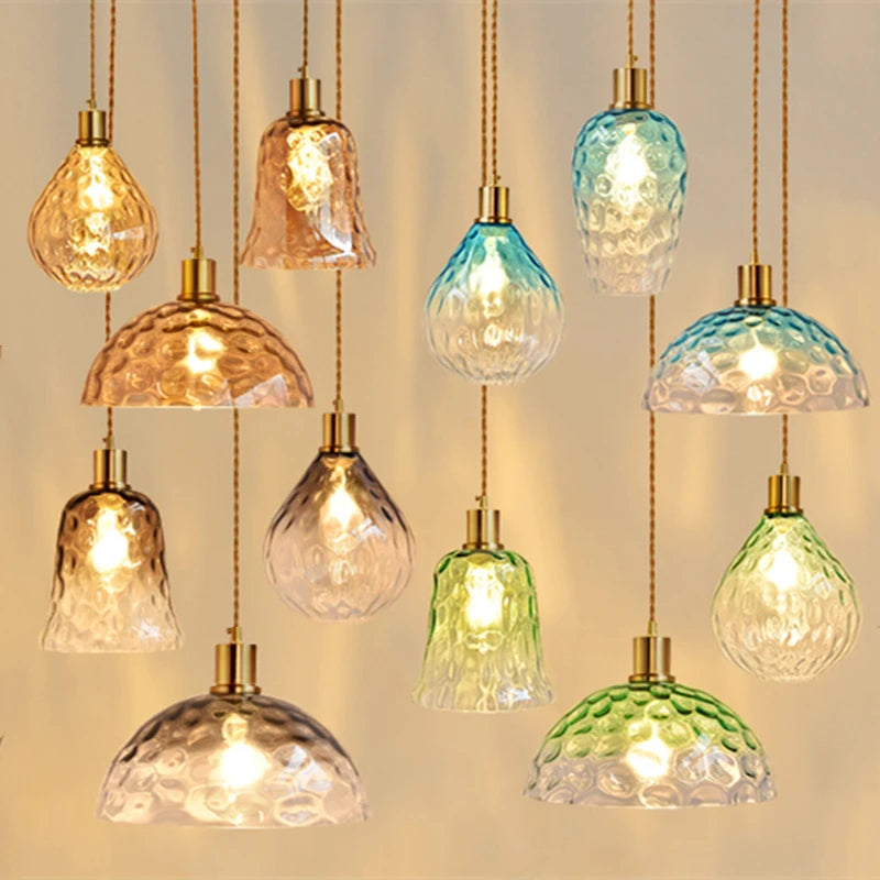 suspension vintage en verre coloré pour décoration nordique et loft