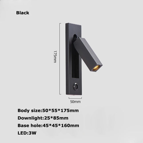 applique murale led rotative avec interrupteur pour lecture - vue 20 sur 21