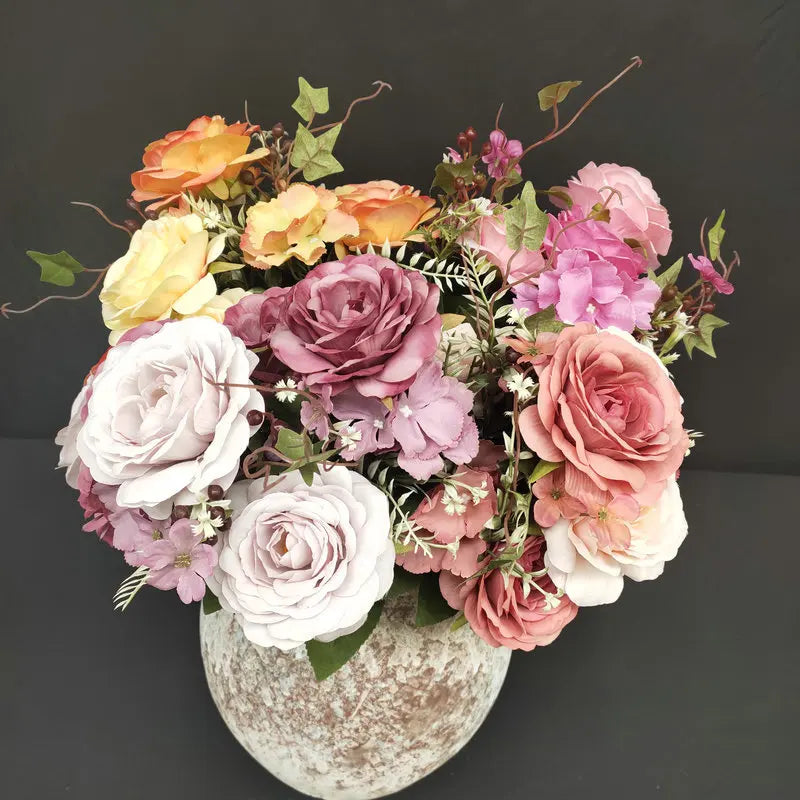 bouquet de roses en soie pour décoration de mariage et jardin - vue 3 sur 15