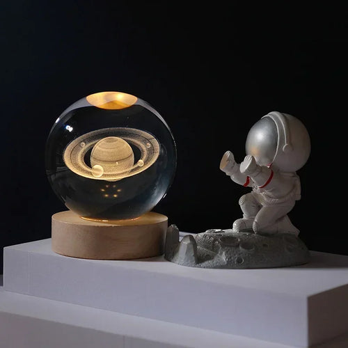 boule de cristal 3D système solaire planète lumineuse cadeau passionnés espace