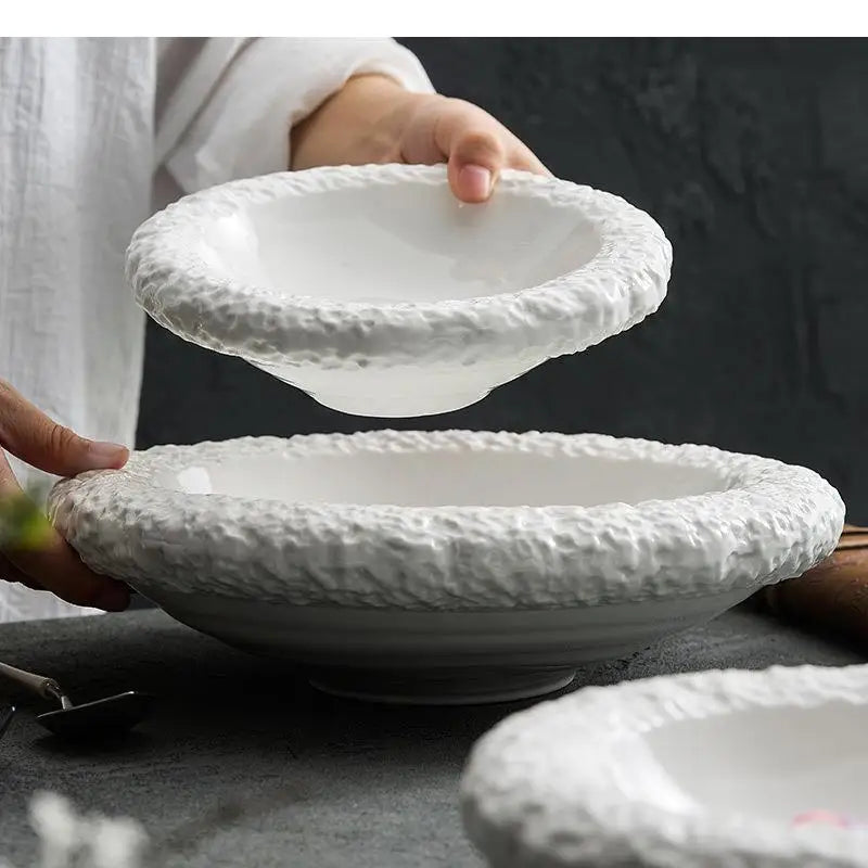 Bol double paroi céramique texture roche style minéral