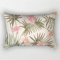 housse de coussin décorative motif feuilles tropicales vertes 30 x 50 cm