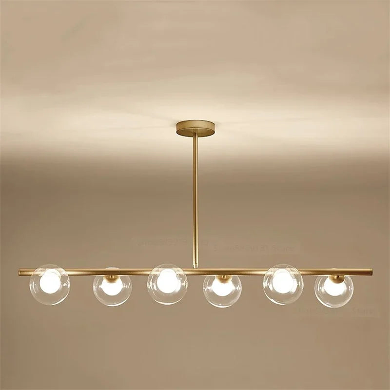 lustre led moderne avec lampes à billes en verre nordique - vue 2 sur 12