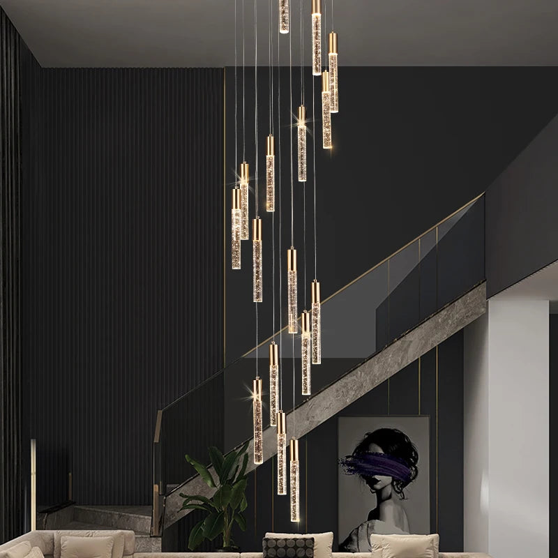 Lustre en cristal design cylindrique