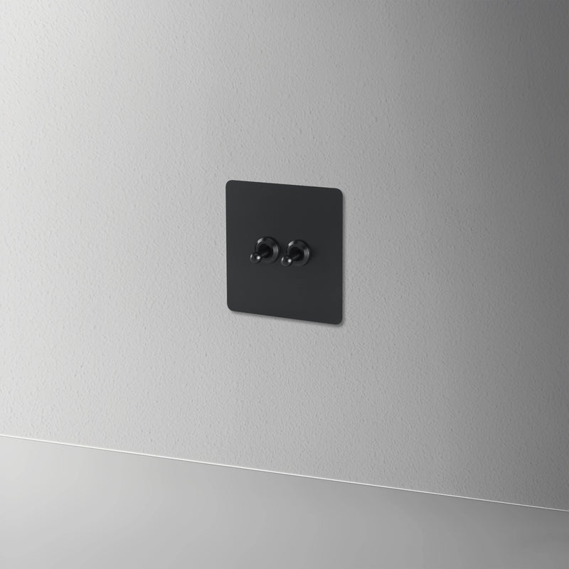 Prise double RJ45 en acier noir mat bords arrondis