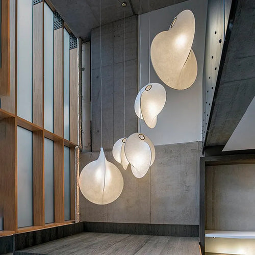 Créativité nordique soie Wabi Sabi Led lustre salle à manger barre lampe chambre Duplex Villa Loft décor à la maison escaliers suspension lumières