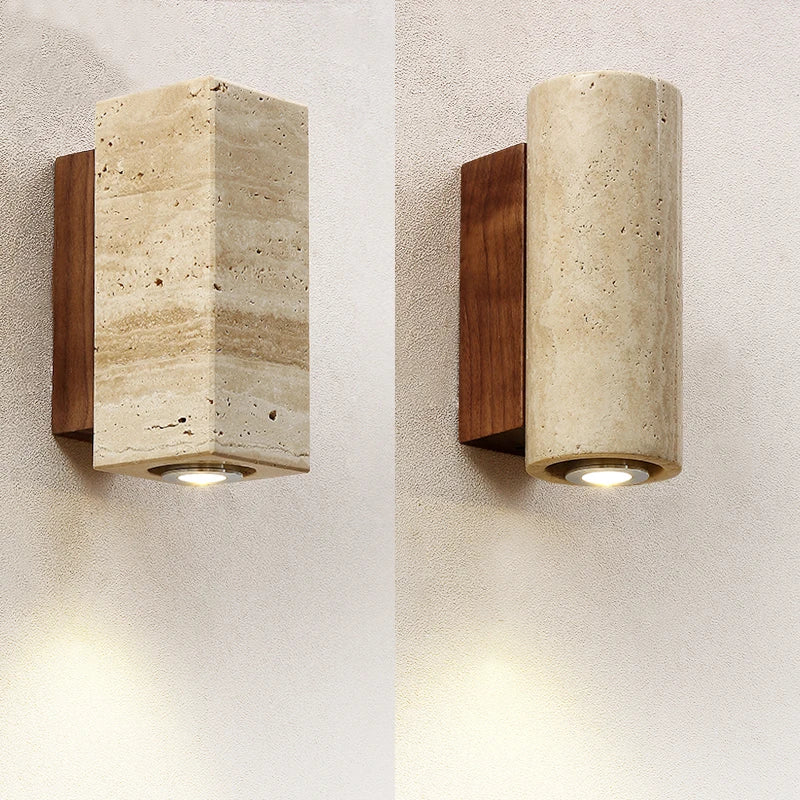 applique murale led wabi sabi en travertin décor marbre - vue 4 sur 12