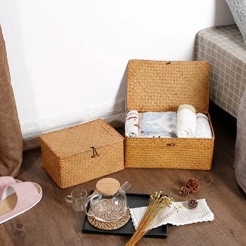 boîte de rangement tissée en jonc de mer pour produits de bain - vue 11 sur 10