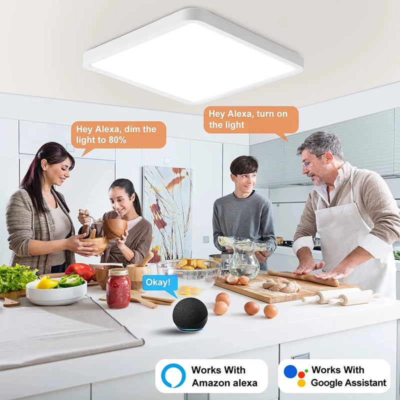 Tuya Smart LED plafonnier App commande vocale Alexa Google télécommande plafonniers carrés salon chambre éclairage