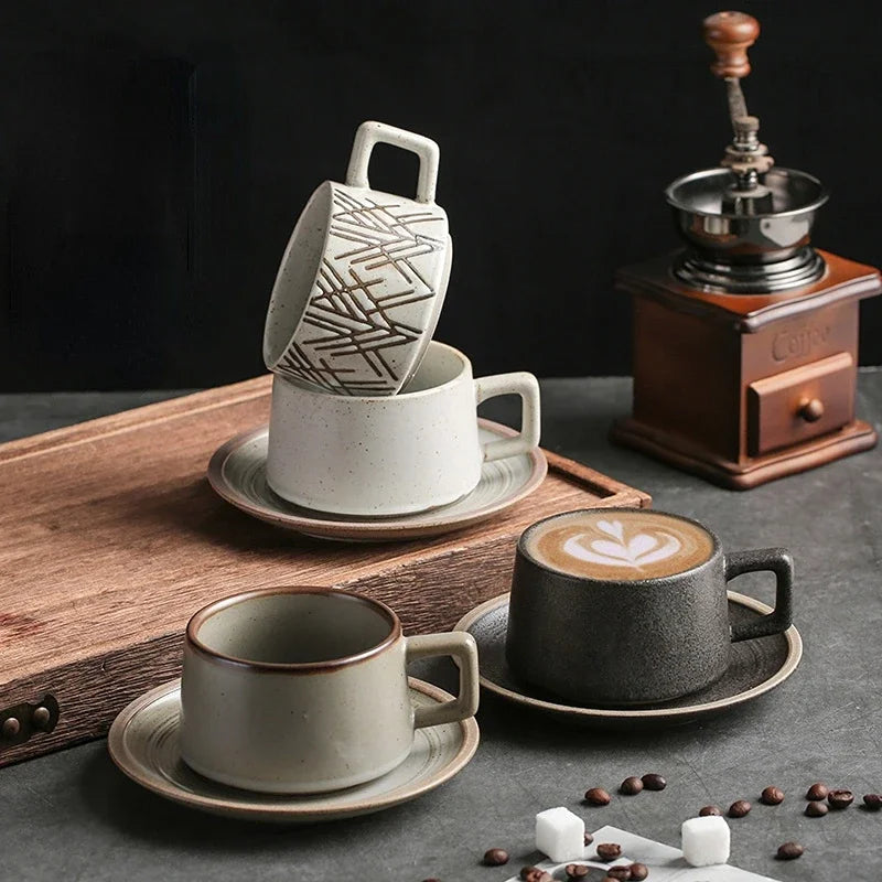 Service à thé céramique rétro japonais tasses soucoupes