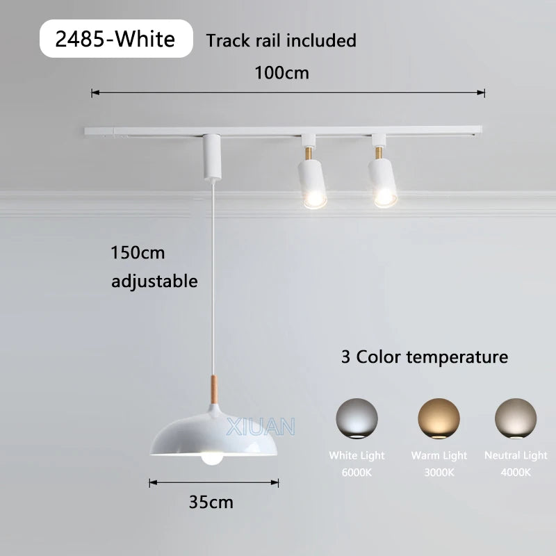 suspension led en bois pour table à manger nordique - vue 12 sur 18