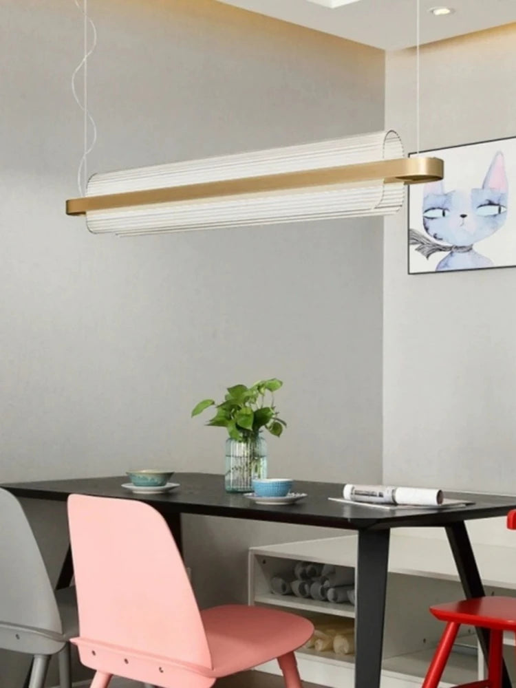 lustre minimaliste long pour restaurant café ou bureau créatif - vue 3 sur 7