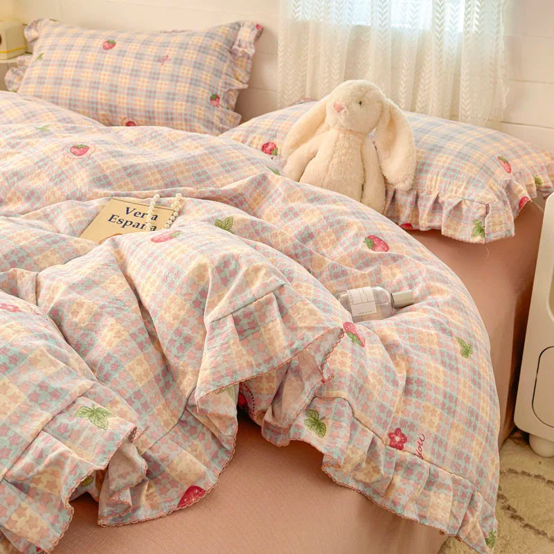 housse de couette bonenjoy en dentelle imprimée avec volants