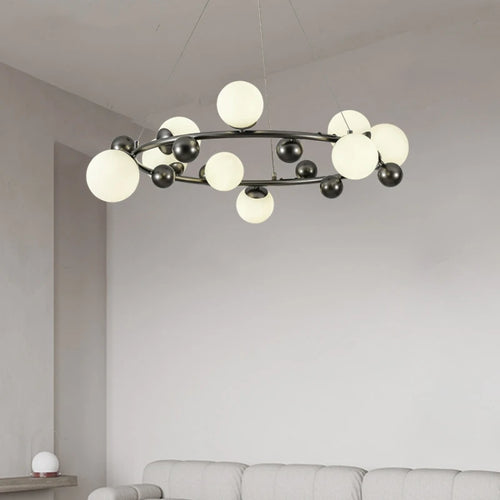 lustre moderne en métal et verre pour intérieur avec fil réglable - vue 2 sur 13