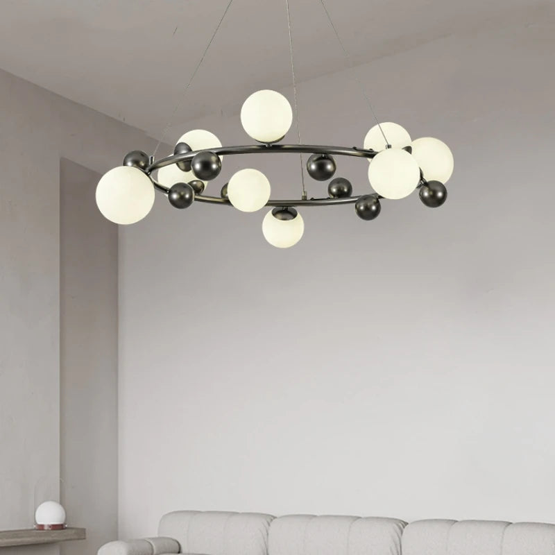 lampe suspendue moderne en métal et verre pour décoration intérieure réglable