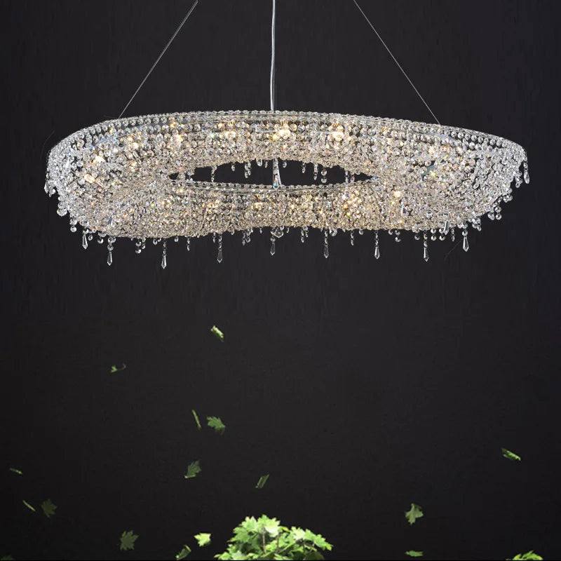 lustre led moderne de luxe en cristal pour hôtel duplex villa - vue 4 sur 11