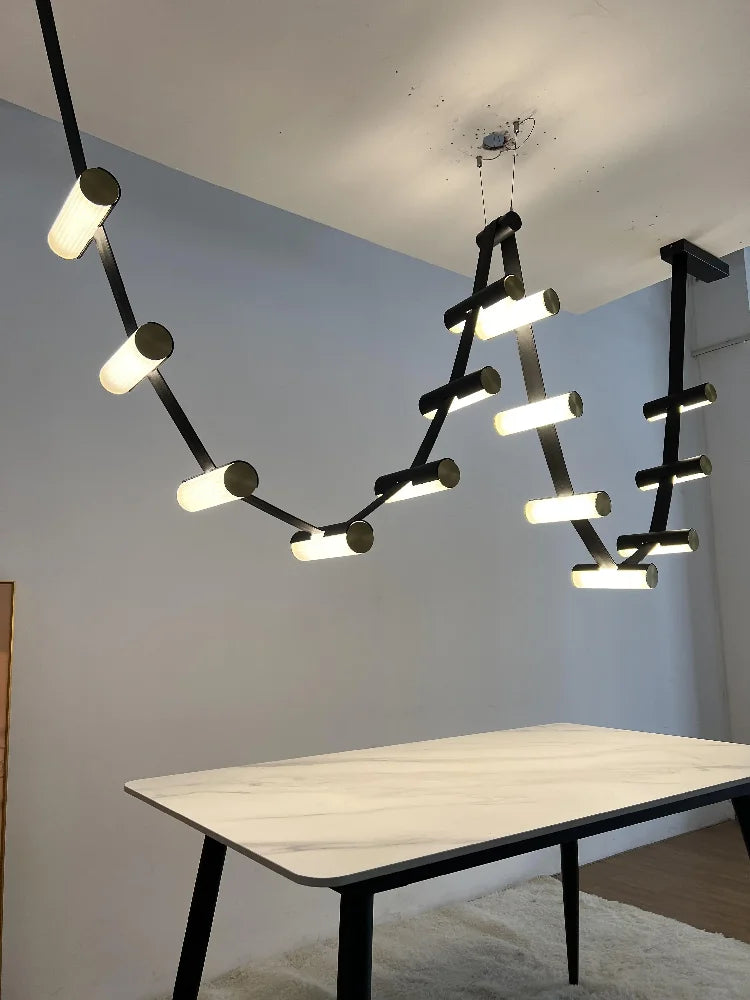 lustre en cuir nordique design pour éclairage suspendu décoratif - vue 3 sur 6