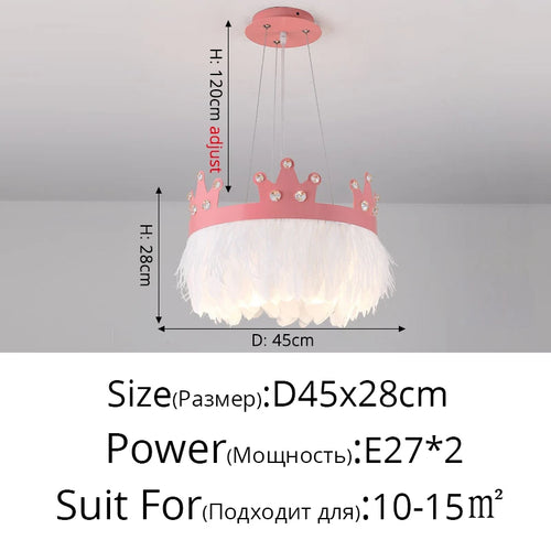 lustre nordique simple luxe avec suspension cristal plume - vue 12 sur 12