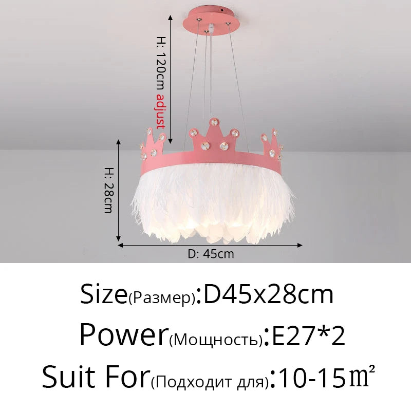 lustre nordique simple luxe avec suspension cristal plume - vue 12 sur 12
