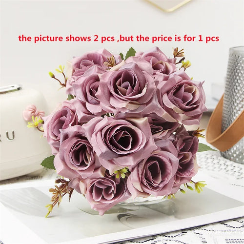 bouquet de roses décoratives en soie parfum de miel pour décoration intérieure - vue 12 sur 12