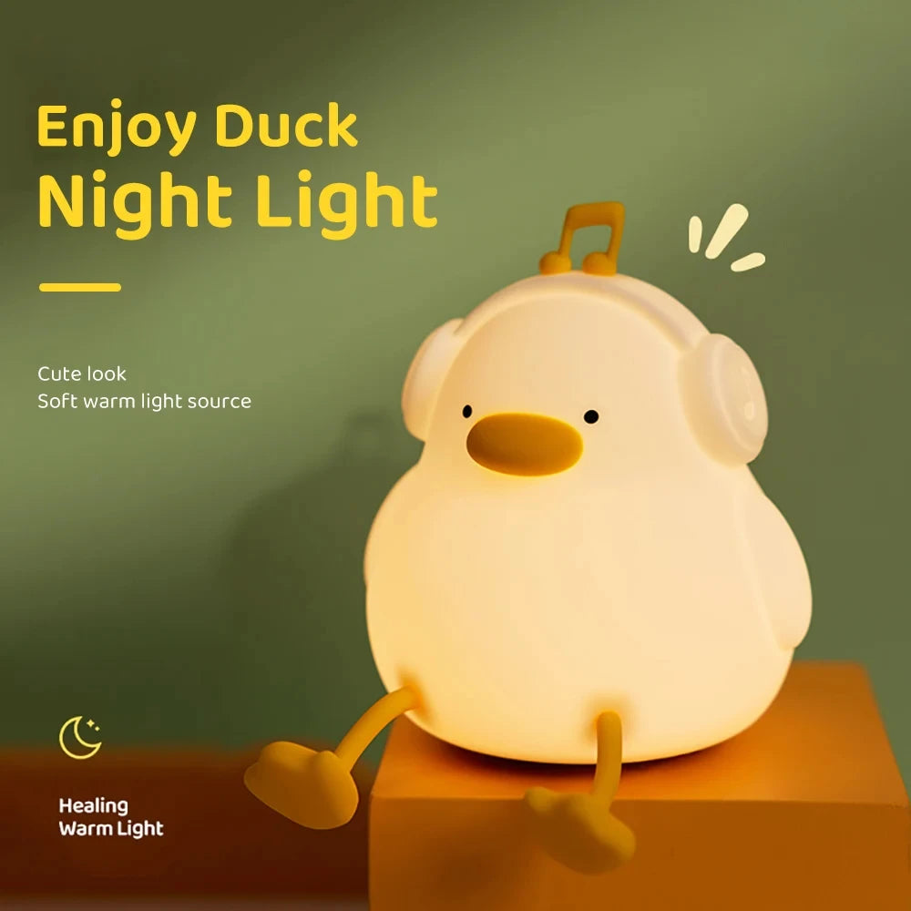 veilleuse canard en silicone rechargeable usb dimmable cadeau anniversaire - vue 4 sur 8
