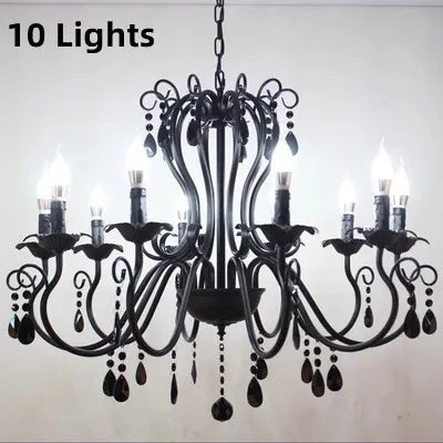 lustre vintage en métal avec suspensions en cristal décoratif pour intérieur