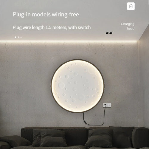 applique murale ronde moderne avec prise et fil rechargeable - vue 4 sur 14