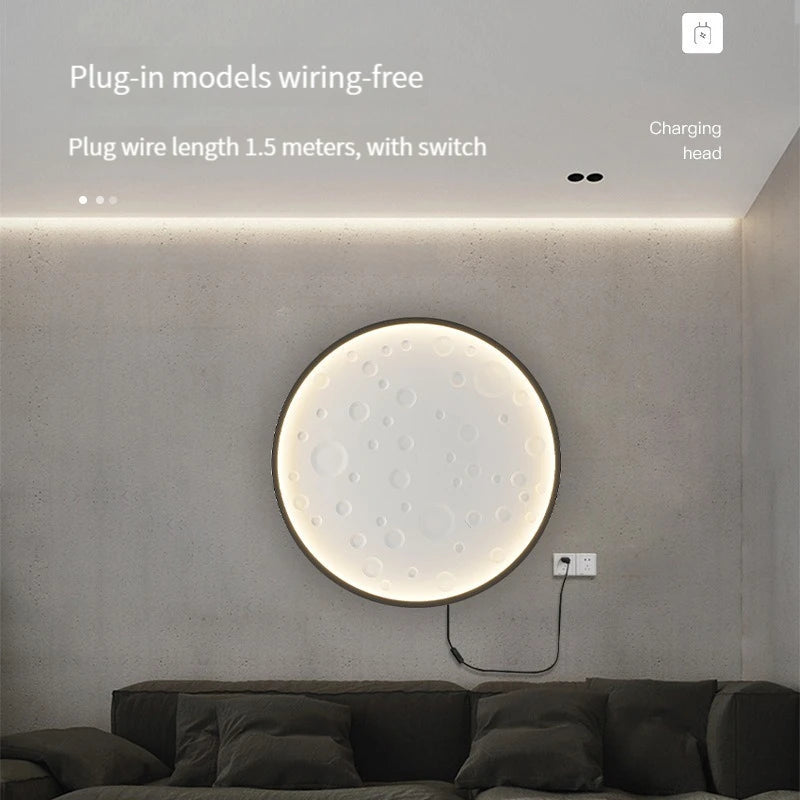 applique murale ronde moderne avec prise et fil rechargeable - vue 3 sur 14