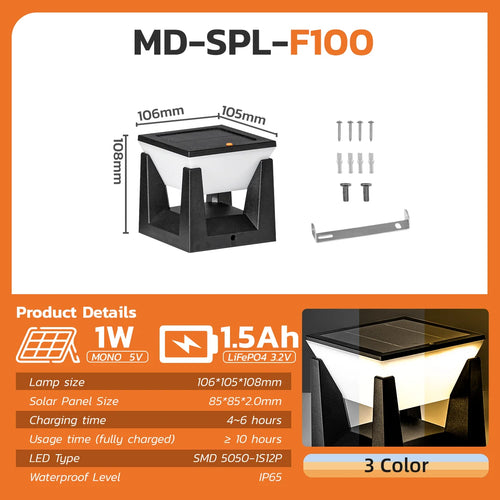 lampadaire solaire étanche pour éclairage extérieur jardin et allée - vue 9 sur 9