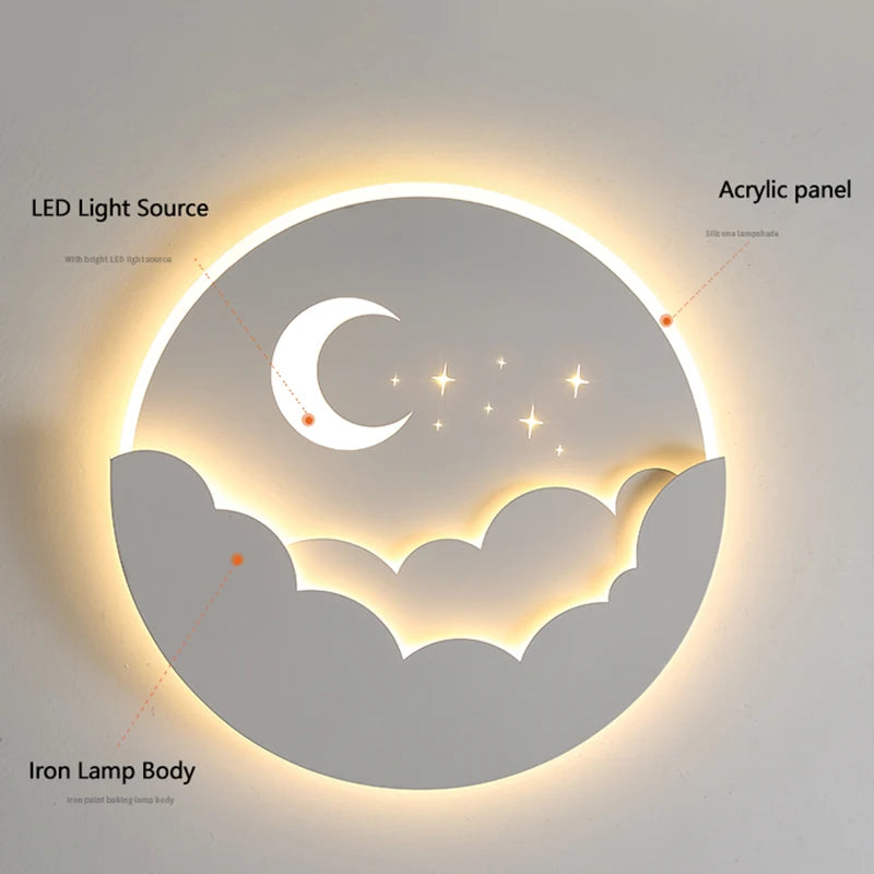 applique murale modernes en forme d'étoile nuage lune