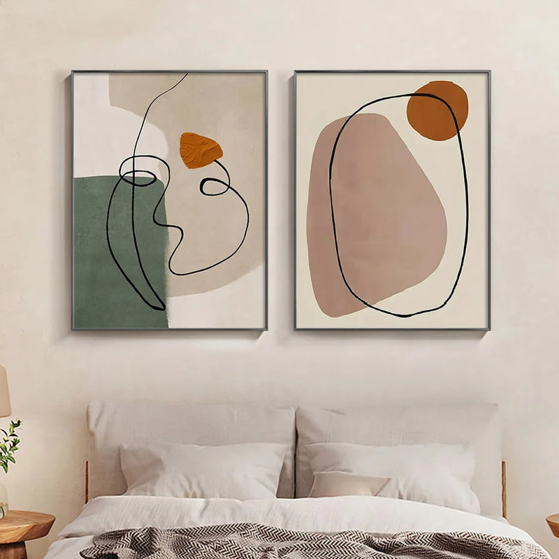 affiches murales abstraites géométriques visage art moderne décoration intérieure