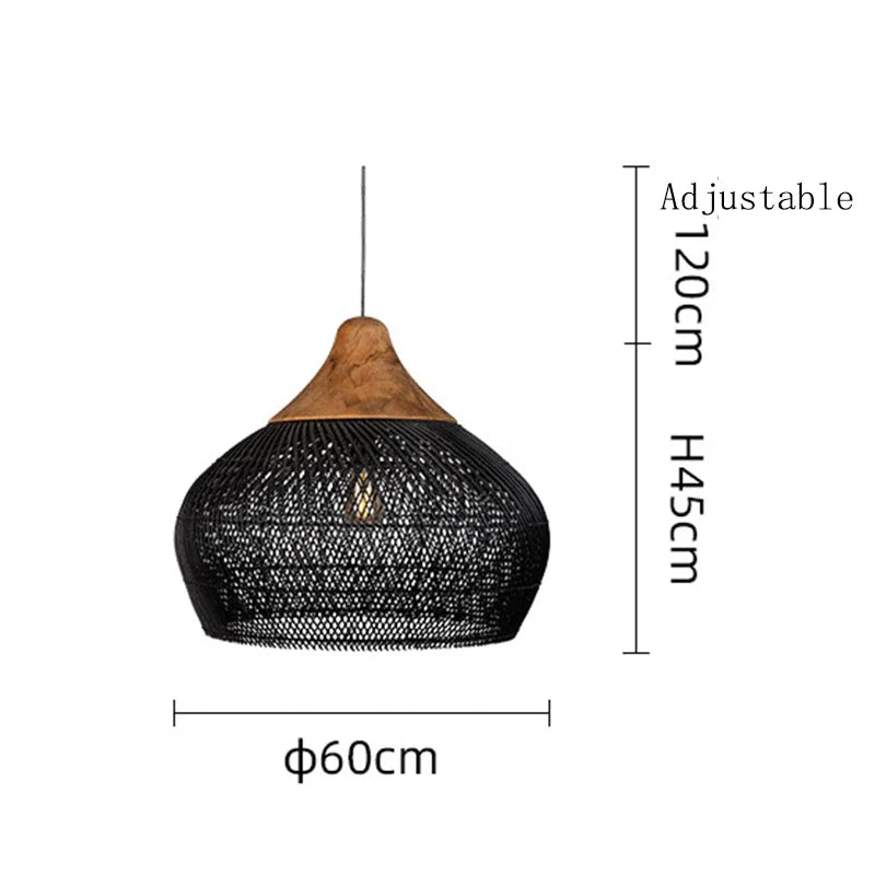 Suspension vintage d'Asie du Sud-Est Lampes en rotin de haute qualité Salon Restaurant Cuisine Luminaires Loft Luminaires - vue 13 sur 21