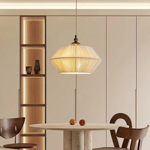 suspension moderne en bois et corde de chanvre pour espaces accueillants - vue 3 sur 8