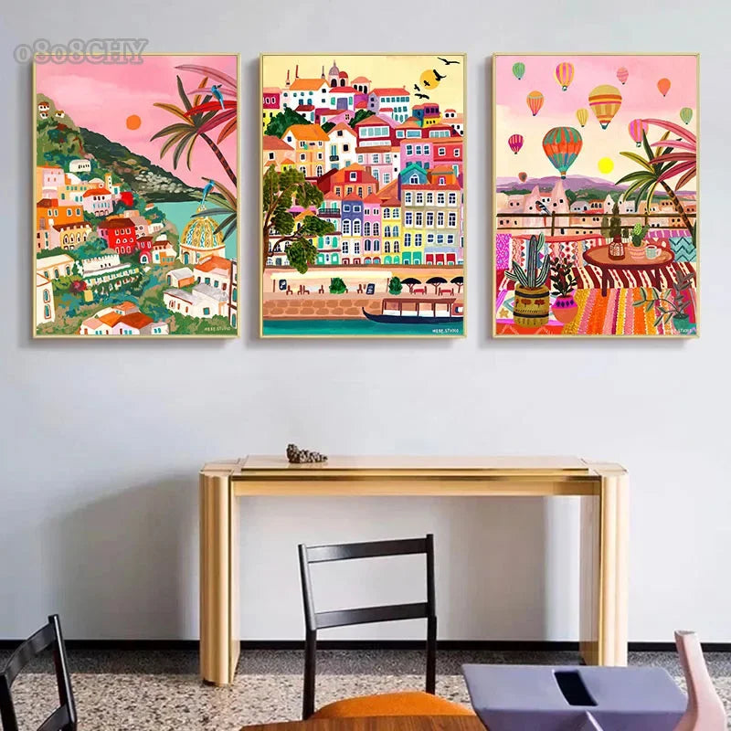 affiches colorées de paysages abstraits pour décoration murale