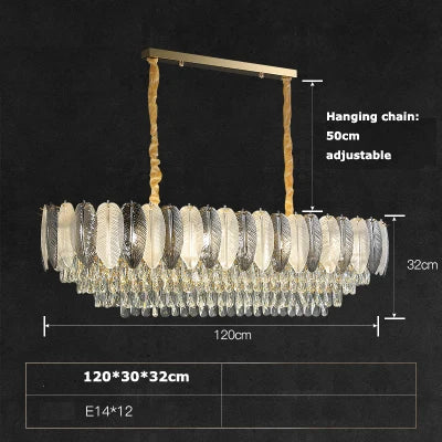 lustre suspendu led art déco en cristal et plumes blanches et grises - vue 13 sur 17