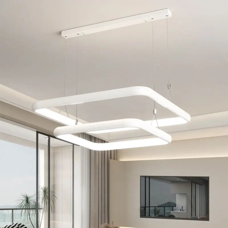 lustre moderne led suspension carrée perle pour maison - vue 6 sur 12