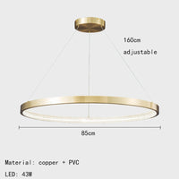 lustre à anneaux en cuivre réglable pour
