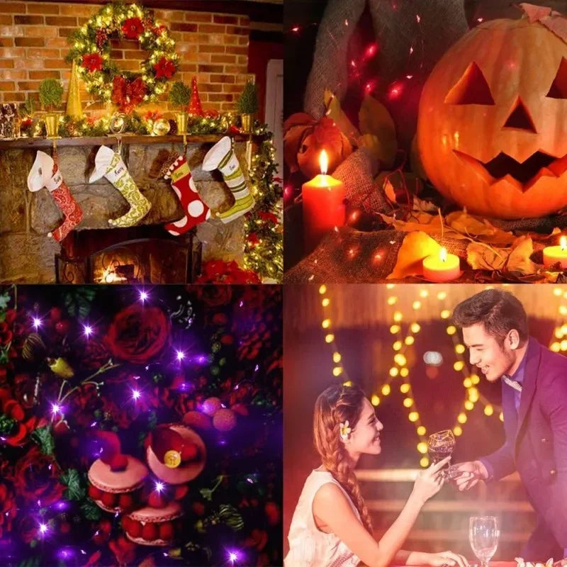 guirlande lumineuse led en fil de cuivre pour décoration festive - vue 6 sur 14