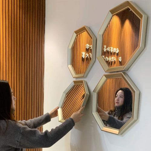 miroirs décoratifs hexagonaux en métal pour décoration esthétique - vue 3 sur 8