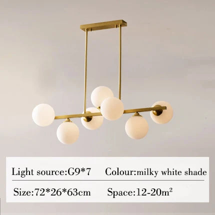 lustre suspendu en cuivre avec boule de verre pour décoration intérieure - vue 9 sur 10