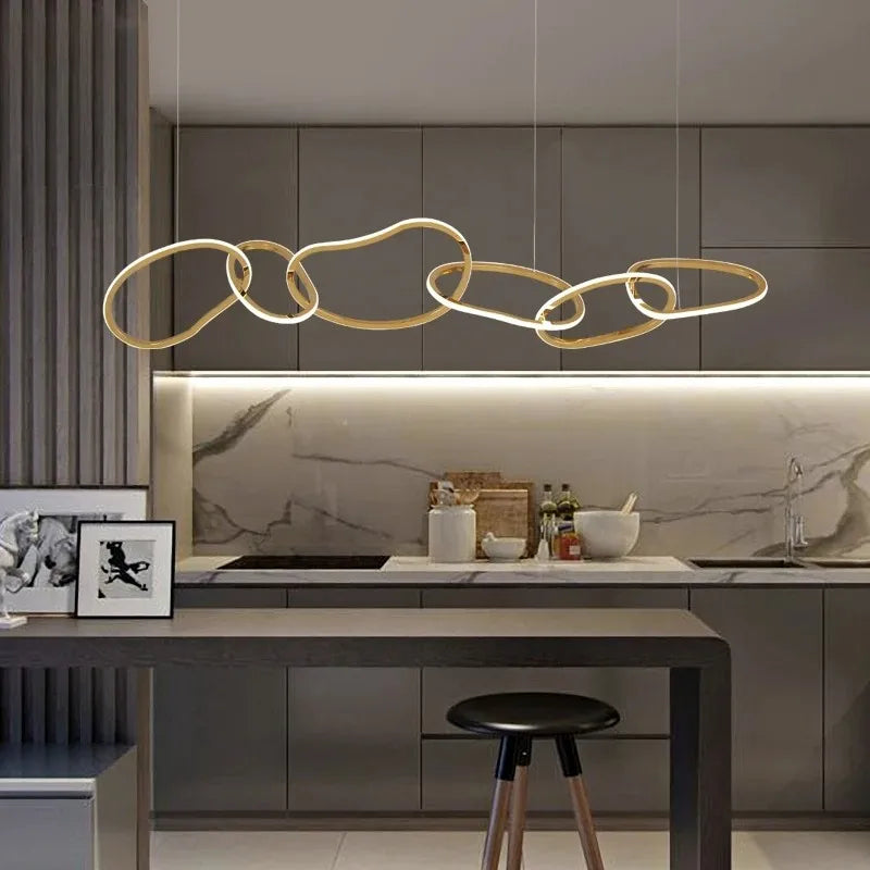 lustre moderne simple nordique luxe en acier inoxydable galvanisé - vue 4 sur 10