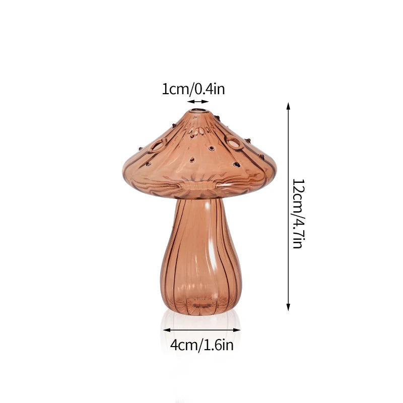 bougeoir champignon en verre pour décoration de table et vase - vue 12 sur 14