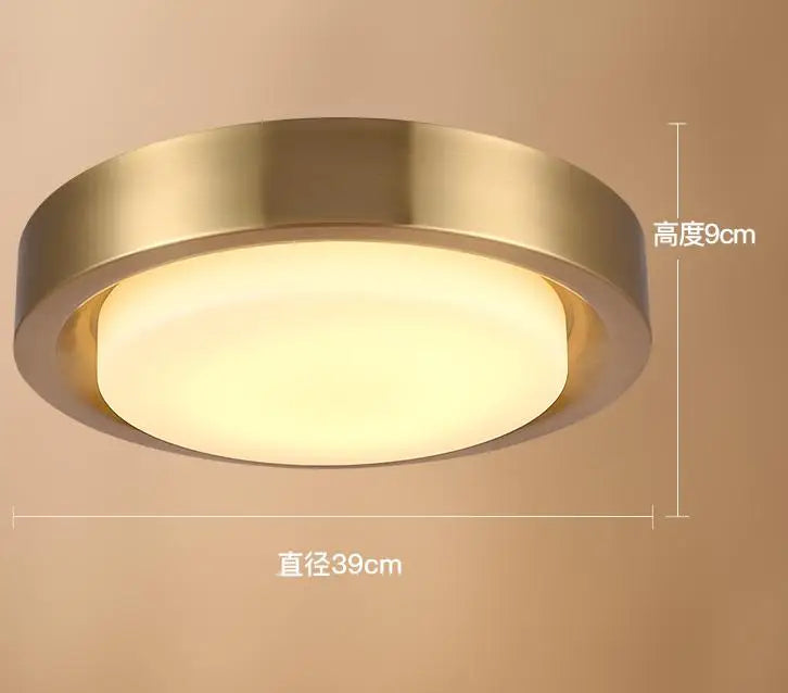 plafonnier rond en cuivre avec abat jour en verre moderne - vue 8 sur 8