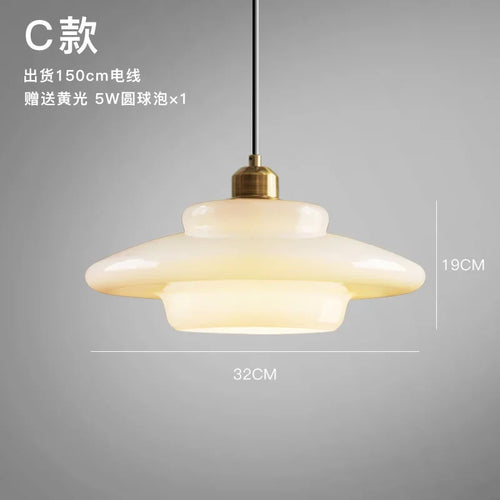 Suspension décoratives modernes en verre lait crème - vue 8 sur 9