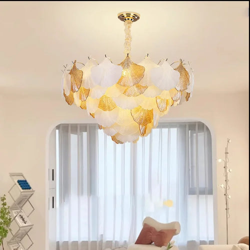 lustre en verre coquillage pour ambiance romantique et élégante - vue 3 sur 12