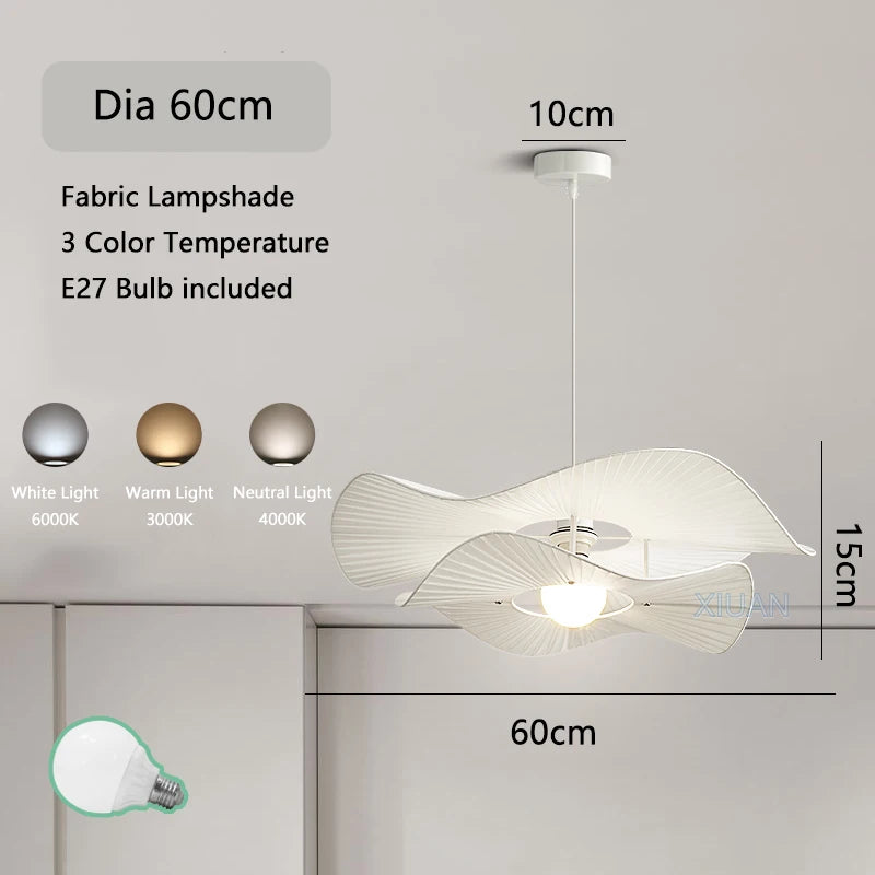 Suspension à chapeau nordique E27 lampes suspendues en tissu blanc pour salon salle à manger chambre lustre LED Luminaire d'intérieur