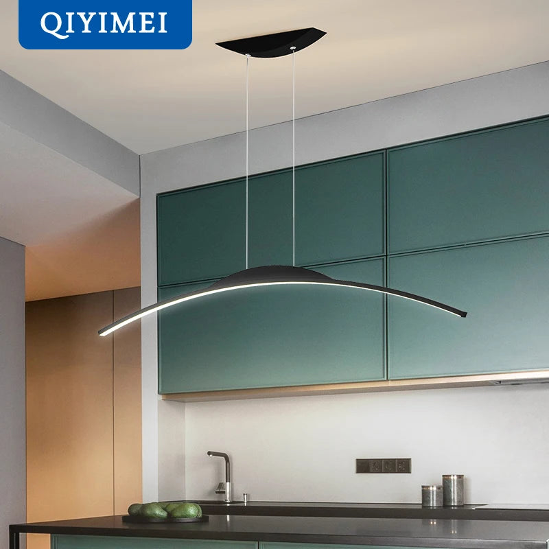 Lustre long led minimaliste avec hauteur réglable