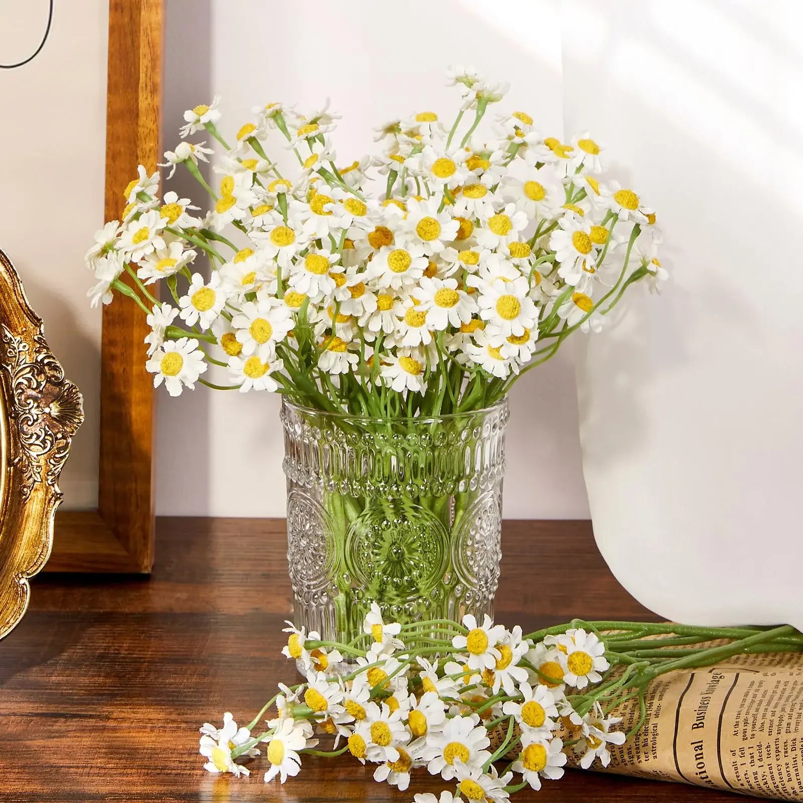 60 têtes de marguerites artificielles pour décorations diverses - vue 4 sur 8