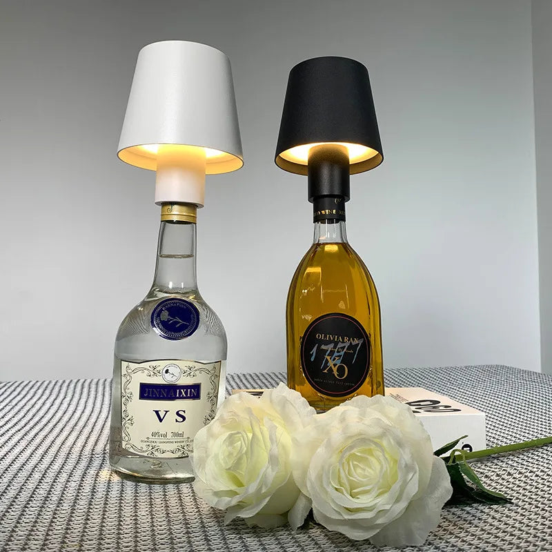 lampe de table portable en forme de bouteille de vin led amovible pour bar - vue 4 sur 7
