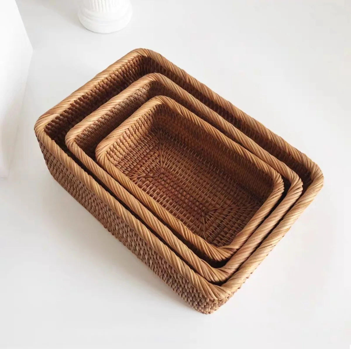 panier en rotin tressé pour fruits thé pain et rangement - vue 8 sur 12